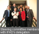 Steering committee members with IFAD’s delegation, including (from left) Tawfiq El-Zabri, Country Programme Manager, IFAD; Mustapha Malki, Regional Coordinator of KariaNet; Iglal Rashid, Director, IDRC; Mona Bishay, Director, Near East and North Africa Division, IFAD; and Mylène Kherallah, Regional Economist, IFAD